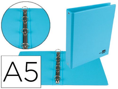 Pasta liderpapel cartao forrado pvc din a5 4 aneis 25 mm redondos azul , Liderpapel , 77195 , 8435055007902